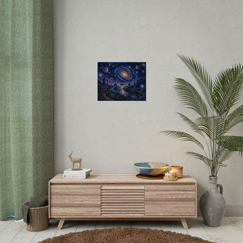 Cosmic Cove Poster — Starry Galaxy Nightscape Art Print