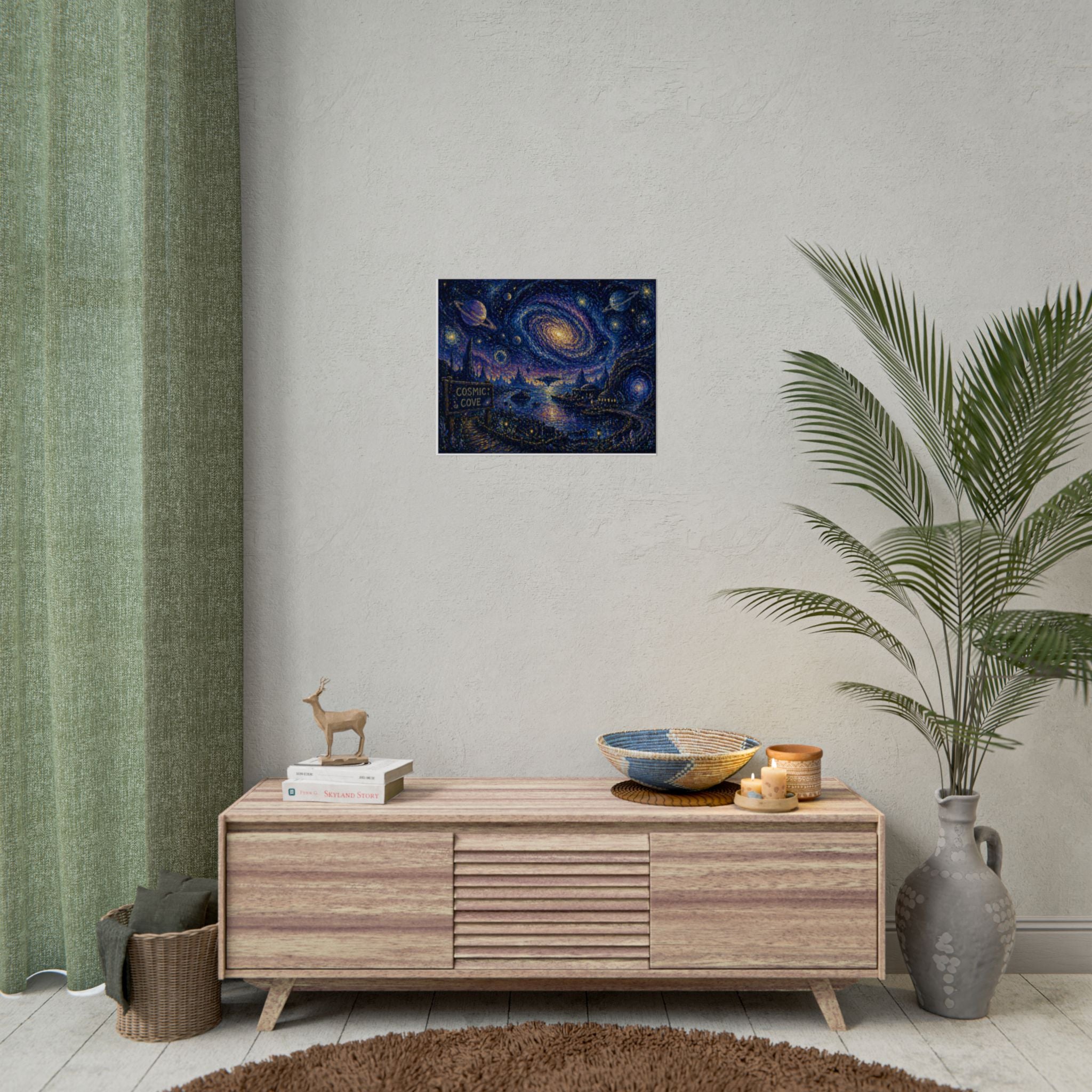 Cosmic Cove Poster — Starry Galaxy Nightscape Art Print