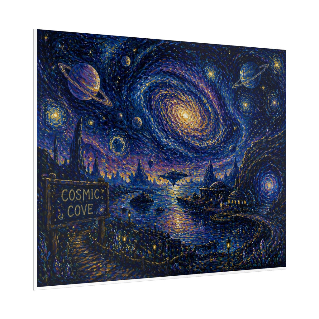Cosmic Cove Poster — Starry Galaxy Nightscape Art Print