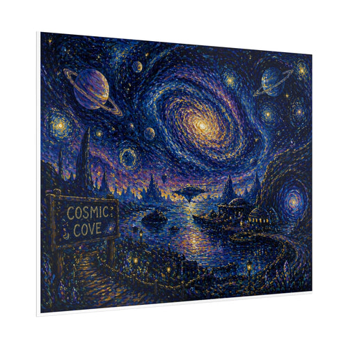 Cosmic Cove Poster — Starry Galaxy Nightscape Art Print